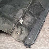 Hvy Leather Half Chaps, Zipper, Velcro, Top velcro Strap *gc, dirty, older, creased/folded, rubs?stains
