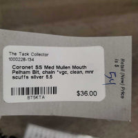 SS Med Mullen Mouth Pelham Bit, chain *vgc, clean, mnr scuffs