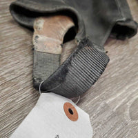 Leather Half Chaps, Back Zips *fair, rubs, peeled, holey, unstitched, dirty, stiff zips
