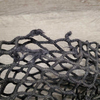 Mini (.5") holes Fine Nylon String Slow Feed Hay Net, Trailer Bag? *gc, dirty, faded, repaired, rubs, frays, rust
