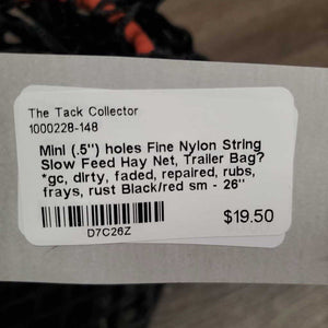 Mini (.5") holes Fine Nylon String Slow Feed Hay Net, Trailer Bag? *gc, dirty, faded, repaired, rubs, frays, rust