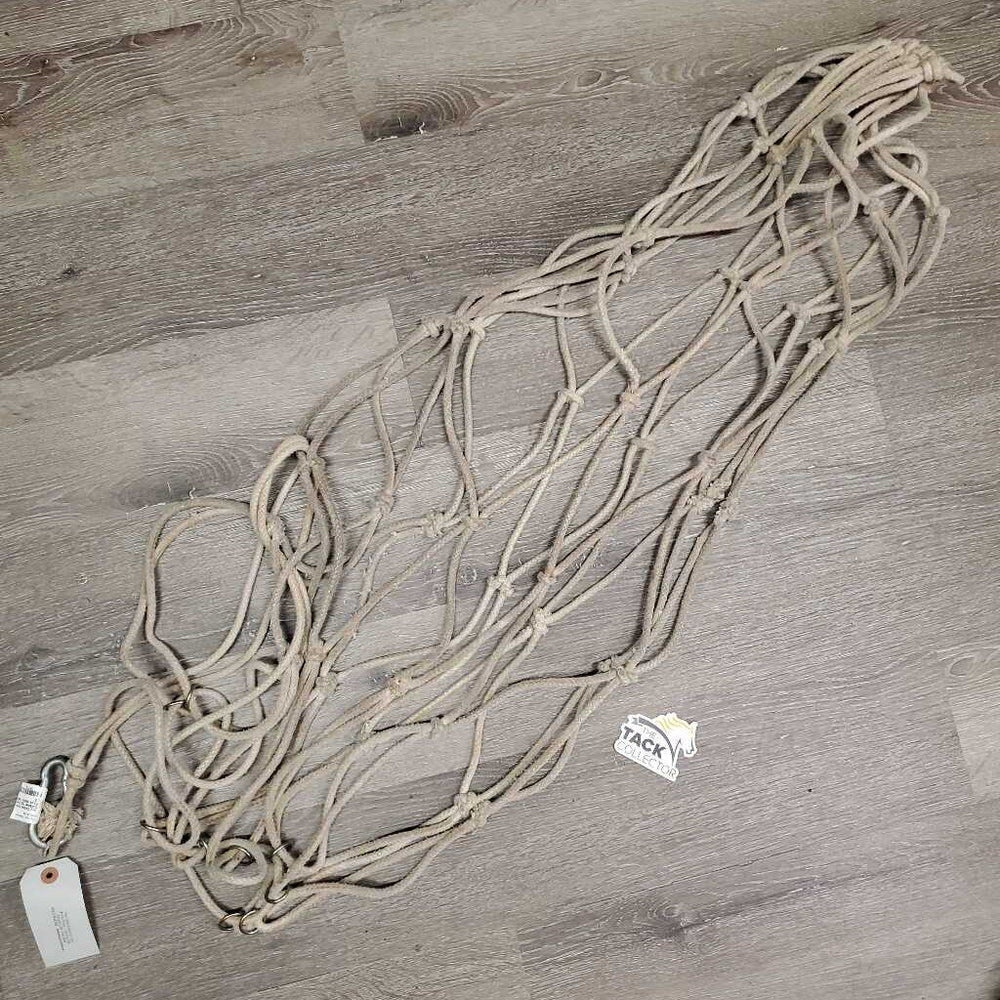 Hvy Cotton String Hay Net, Caribiner *gc/fair, stains, dingy, frays, slices, rubs, older