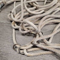 Hvy Cotton String Hay Net, Caribiner *gc/fair, stains, dingy, frays, slices, rubs, older
