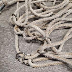 Hvy Cotton String Hay Net, Caribiner *gc/fair, stains, dingy, frays, slices, rubs, older