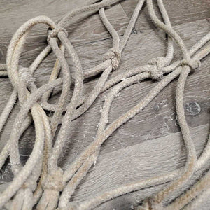 Hvy Cotton String Hay Net, Caribiner *gc/fair, stains, dingy, frays, slices, rubs, older