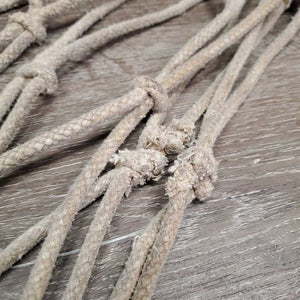 Hvy Cotton String Hay Net, Caribiner *gc/fair, stains, dingy, frays, slices, rubs, older
