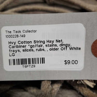 Hvy Cotton String Hay Net, Caribiner *gc/fair, stains, dingy, frays, slices, rubs, older
