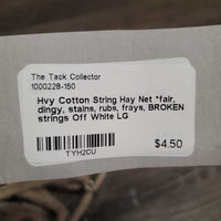 Hvy Cotton String Hay Net *fair, dingy, stains, rubs, frays, BROKEN strings
