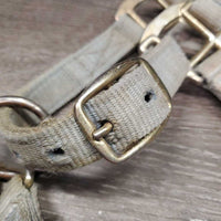 Thick Nylon Halter, adj, snap *fair, rubs, v.stained, faded, snags, discolored, dirty?, frayed holes
