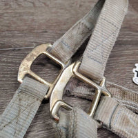 Thick Nylon Halter, adj, snap *fair, rubs, v.stained, faded, snags, discolored, dirty?, frayed holes
