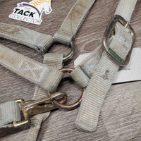 Thick Nylon Halter, adj, snap *fair, rubs, v.stained, faded, snags, discolored, dirty?, frayed holes
