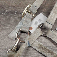 Thick Nylon Halter, adj, snap *fair, rubs, v.stained, faded, snags, discolored, dirty?, frayed holes
