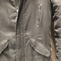 Storm Mountain Med-Long Winter Jacket, fleece lining, detachable hood, zip *vgc, mnr hair, broken inside loop
