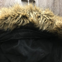 Storm Mountain Med-Long Winter Jacket, fleece lining, detachable hood, zip *vgc, mnr hair, broken inside loop
