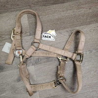 Thick Soft Nylon Halter, adj, snap *gc, v.dirty, stained, frays, pulled holes

