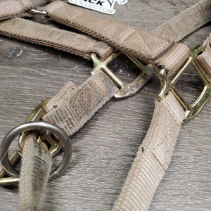 Thick Soft Nylon Halter, adj, snap *gc, v.dirty, stained, frays, pulled holes