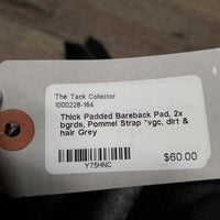 Thick Padded MicroSuede Bareback Pad, 2x bgrds, Pommel Strap *vgc, dirt & hair