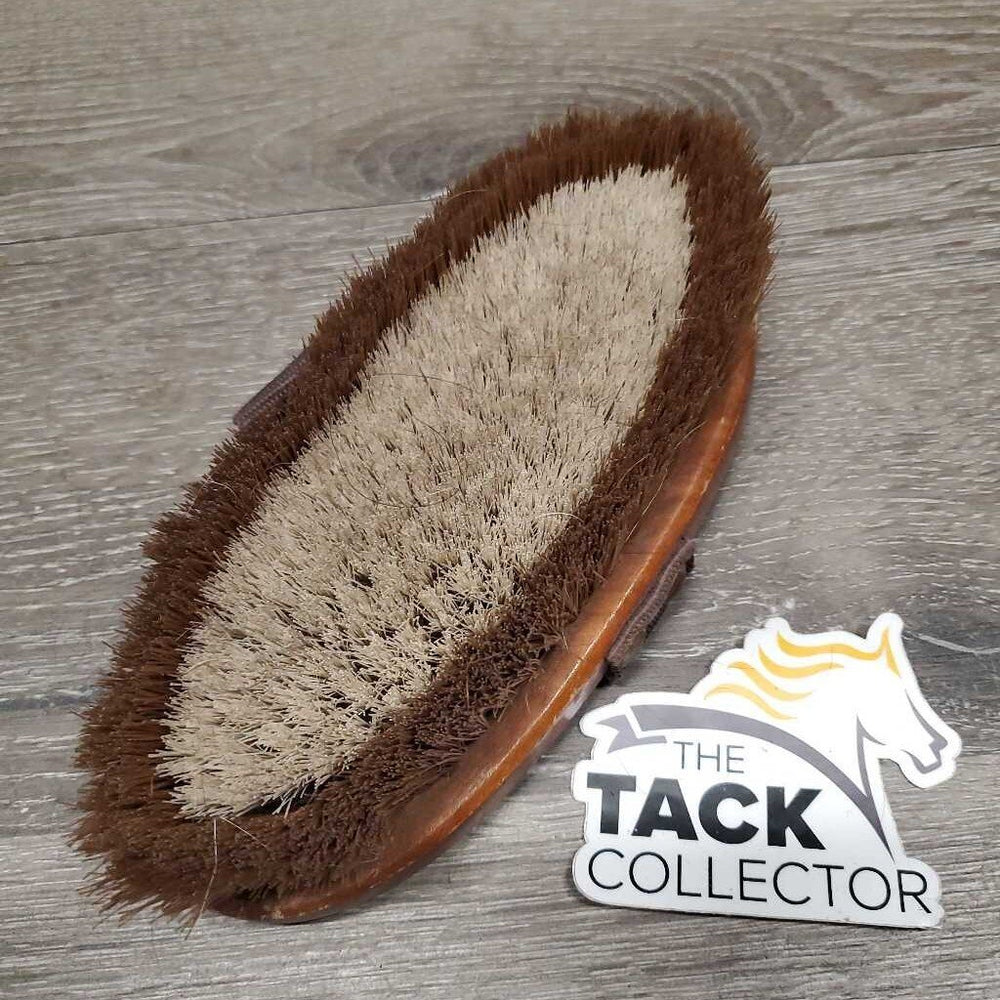 Body Brush, handle *gc, hairy, mnr bent bristles, dirty, stained & scraped edges