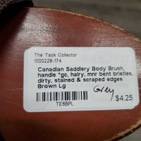 Body Brush, handle *gc, hairy, mnr bent bristles, dirty, stained & scraped edges