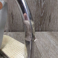 Pr Hvy Safety Stirrup Irons, elastics & keepers *gc, clean, stains, residue, faded, scuffs, sticker, scratches
