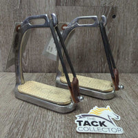 Pr Hvy Safety Stirrup Irons, elastics & keepers *gc, clean, stains, residue, faded, scuffs, cracking bands, scratches
