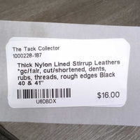 Thick Nylon Lined Stirrup Leathers *gc/fair, cut/shortened, dents, rubs, threads, rough edges

