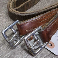 Pr Thick Stirrup Leathers *fair, v.scraped, dents, xholes, cut?shortened
