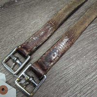 Pr Thick Stirrup Leathers *fair, v.scraped, dents, xholes, cut?shortened
