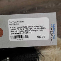 Wide Sheepskin Short Girth, d ring *gc, v.thin edges, mnr dirt, hair, dingy, clumpy, rubs
