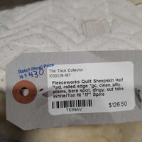 Quilt Sheepskin Half Pad, rolled edge *gc, clean, pilly, stains, bare spot, dingy, cut tabs