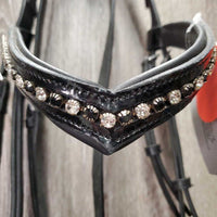 Monocrown Bridle, Bradoon Hanger, Sidepull Noseband, Bling Browband, Buckles, Cotton Web Reins *vgc/xc, mnr dirt & clean
