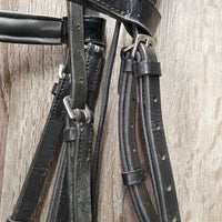 Monocrown Bridle, Bradoon Hanger, Sidepull Noseband, Bling Browband, Buckles, Cotton Web Reins *vgc/xc, mnr dirt & clean
