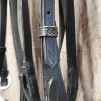 Monocrown Bridle, Bradoon Hanger, Sidepull Noseband, Bling Browband, Buckles, Cotton Web Reins *vgc/xc, mnr dirt & clean
