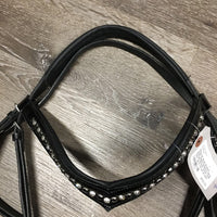 Monocrown Bridle, Bradoon Hanger, Sidepull Noseband, Bling Browband, Buckles, Cotton Web Reins *vgc/xc, mnr dirt & clean
