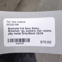 Full Seat Sticky Breeches *gc, puckers, hair, stains, pilly inside
