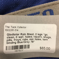 Rain Sheet, 2 legs *gc, clean, 0 wpf, faded, repairs, snags, pills, frays, rubs, mnr holes, torn binding
