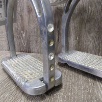 Pr Wide Base Stirrup Irons, Bling *gc, dirt, stains, scratches, rusty, oxidized
