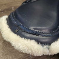 Pr Front & Hind Closed Front Fleece Lined Boots *vgc/gc, clean, stiff, stains, mnr hair, mnr hair, stains, tears/cracks, scuffs, threads
