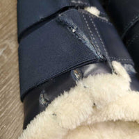 Pr Front & Hind Closed Front Fleece Lined Boots *vgc/gc, clean, stiff, stains, mnr hair, mnr hair, stains, tears/cracks, scuffs, threads
