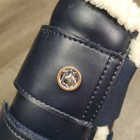 Pr Front & Hind Closed Front Fleece Lined Boots *vgc/gc, clean, stiff, stains, mnr hair, mnr hair, stains, tears/cracks, scuffs, threads
