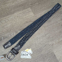Braided Cotton & Leather Belt, Buckle *gc, clean, faded, rubs
