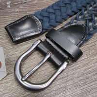 Braided Cotton & Leather Belt, Buckle *gc, clean, faded, rubs

