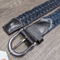 Braided Cotton & Leather Belt, Buckle *gc, clean, faded, rubs
