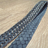 Braided Cotton & Leather Belt, Buckle *gc, clean, faded, rubs
