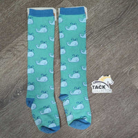 Thick Cotton Tall Socks "Whales" *gc/fair, mnr pills, hair, rubs & faded
