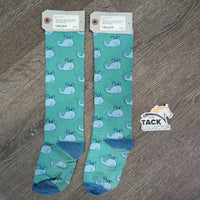 Thick Cotton Tall Socks "Whales" *gc/fair, mnr pills, hair, rubs & faded
