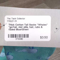 Thick Cotton Tall Socks "Whales" *gc/fair, mnr pills, hair, rubs & faded

