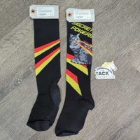 Thick Cotton Tall Socks "Secret Powers" *gc/fair, mnr pills, hair, rubs & faded
