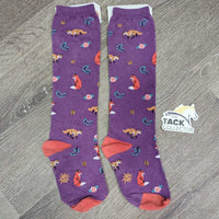 Thick Cotton Tall Socks "Foxes" *gc/fair, mnr pills, hair, rubs & faded
