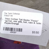 Thick Cotton Tall Socks "Foxes" *gc/fair, mnr pills, hair, rubs & faded
